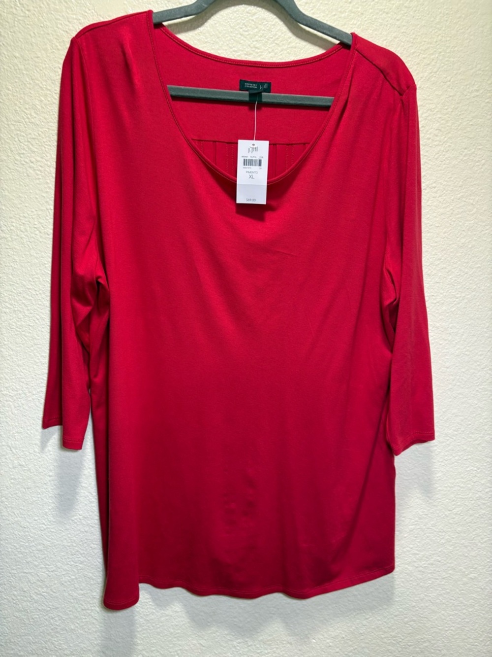 J. Jill Red Scoop Neck Long Sleeve Top - Picture 5 of 9